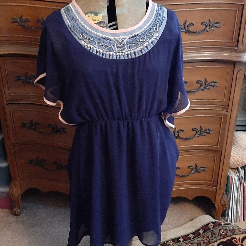 Grecian style navy dress